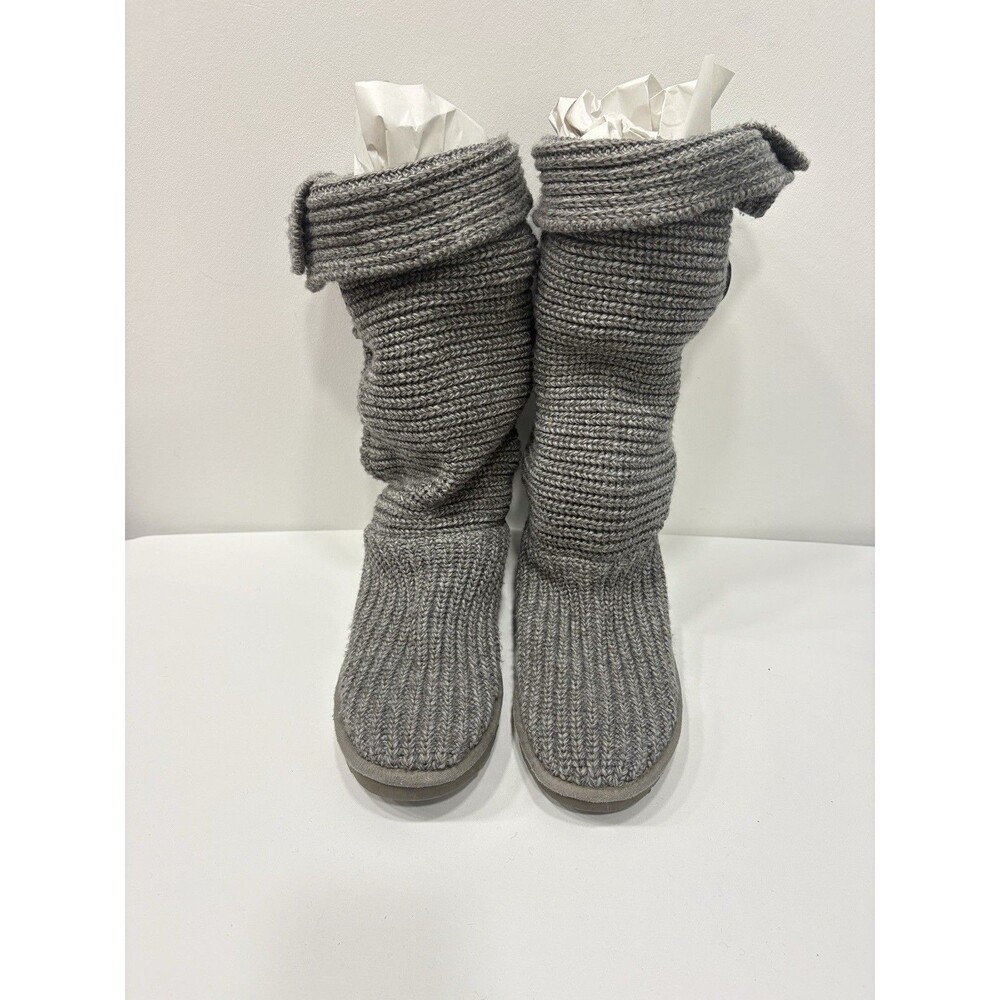 UGG Australia Women’s Gray Knit Tall Boots Size 10 Cardy Crochet Button 5819